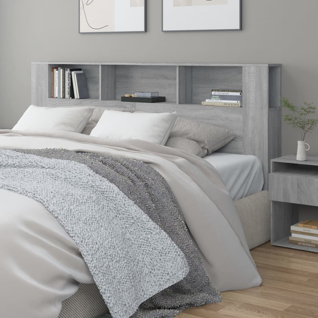 vidaXL Čelo postele s úložným prostorem šedé sonoma 200x18,5x104,5 cm