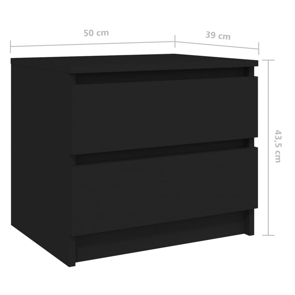vidaXL Noční stolky 2 ks černé 50 x 39 x 43,5 cm dřevotříska