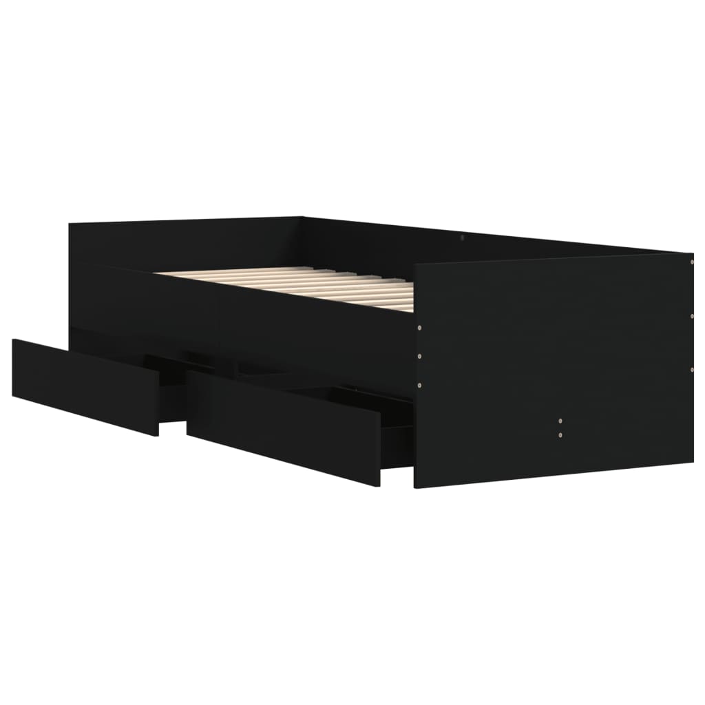 vidaXL Rám postele se zásuvkami černý 75 x 190 cm Small Single