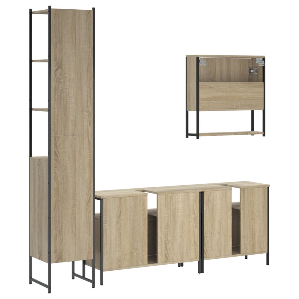 vidaXL 4dílný set koupelnového nábytku dub sonoma kompozitní dřevo