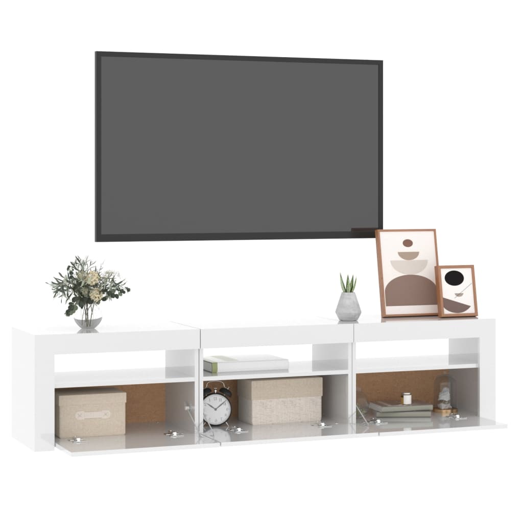 vidaXL TV skříňka s LED osvětlením bílá vysoký lesk 180x35x40 cm