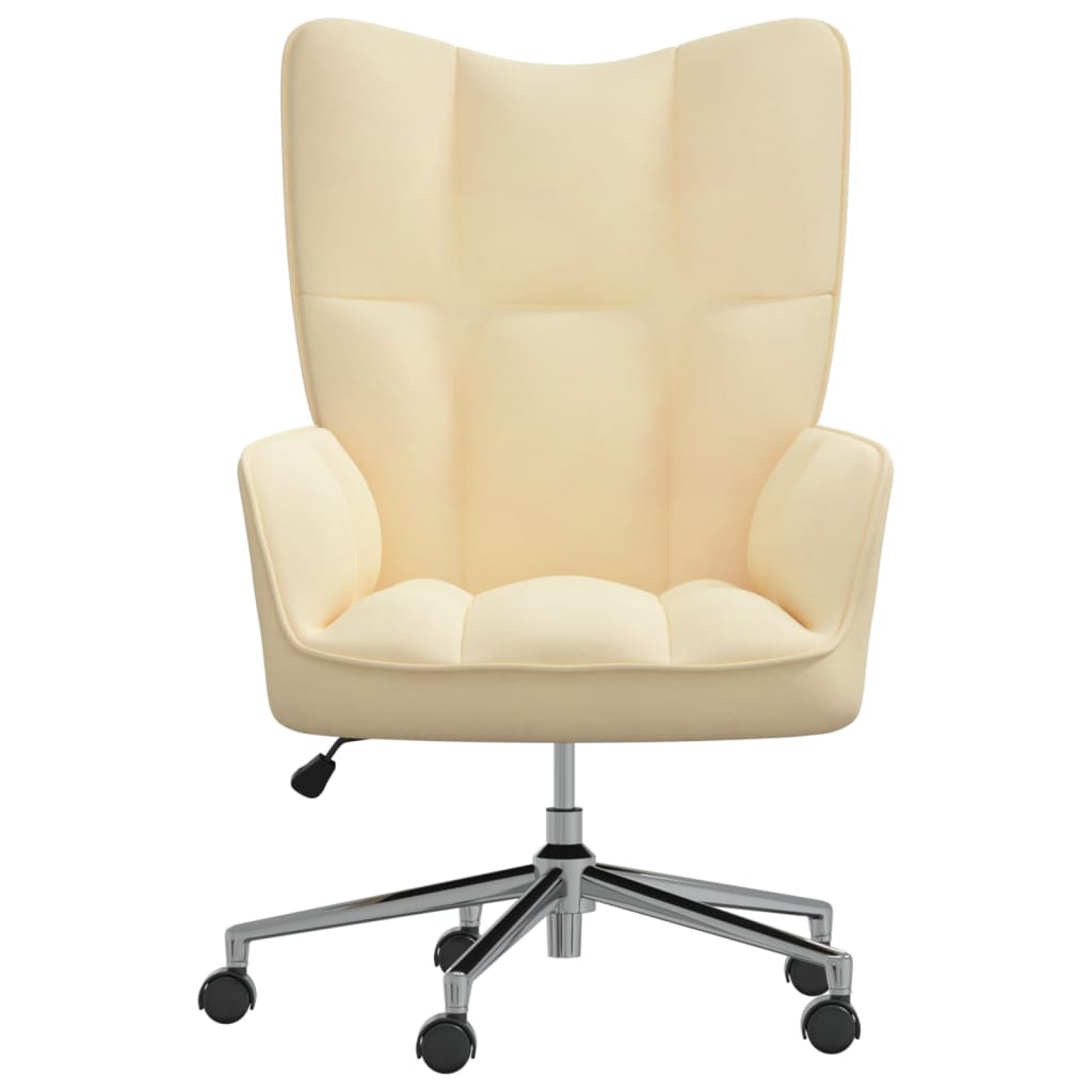 vidaXL Relaxační židle krémově bílá samet