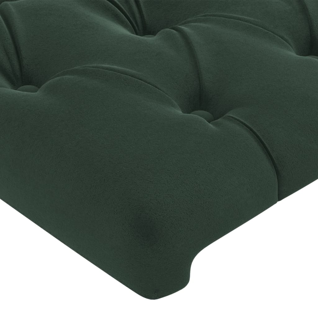 vidaXL Čelo postele s LED tmavě zelené 203 x 16 x 118/128 cm samet