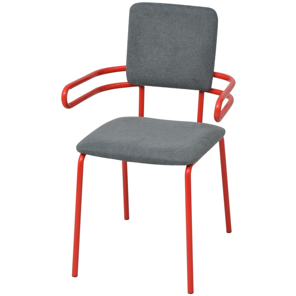 vidaXL Jídelní židle 6 ks červené a šedé textil