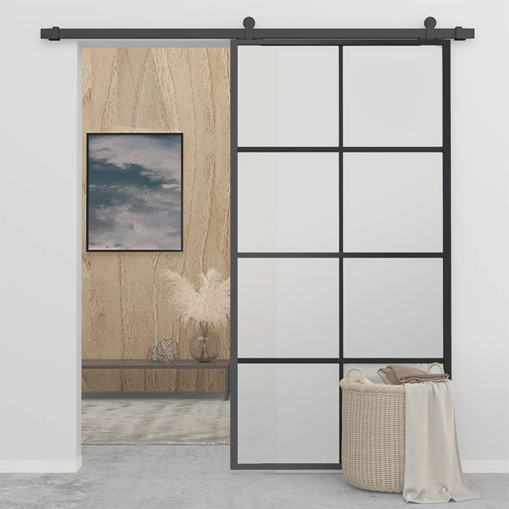 vidaXL Posuvné dveře hliník a ESG sklo s příslušenstvím 102,5 x 205 cm