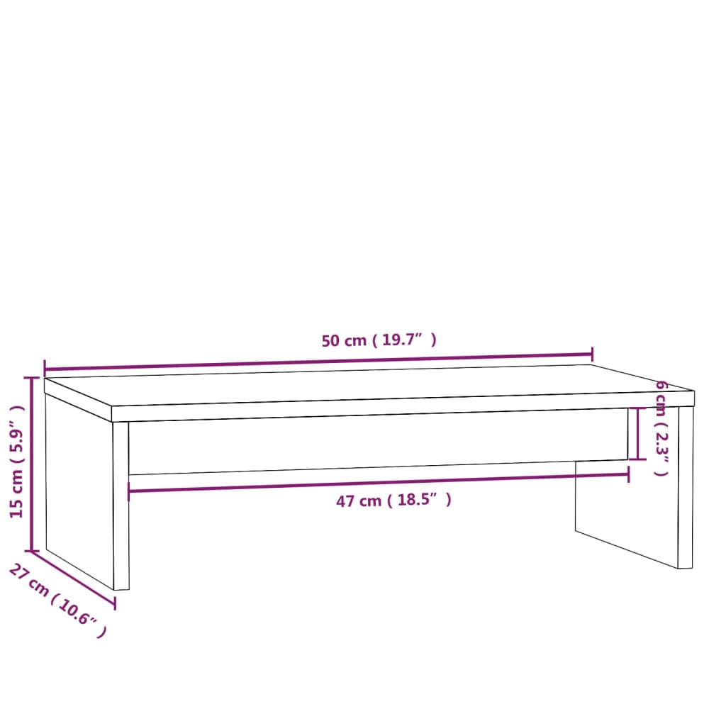 vidaXL Stojan na monitor 50 x 27 x 15 cm masivní borové dřevo