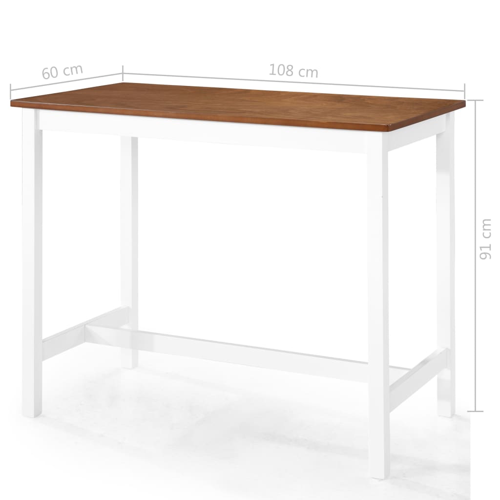 vidaXL Barový stůl a židle sada 5 kusů z masivního dřeva hnědo-bílé