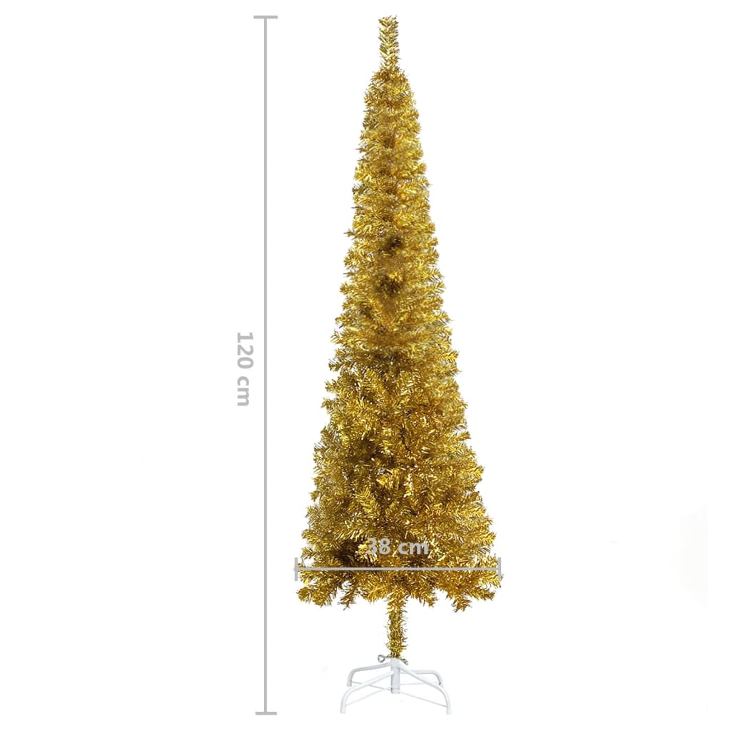 vidaXL Úzký vánoční stromek zlatý 120 cm