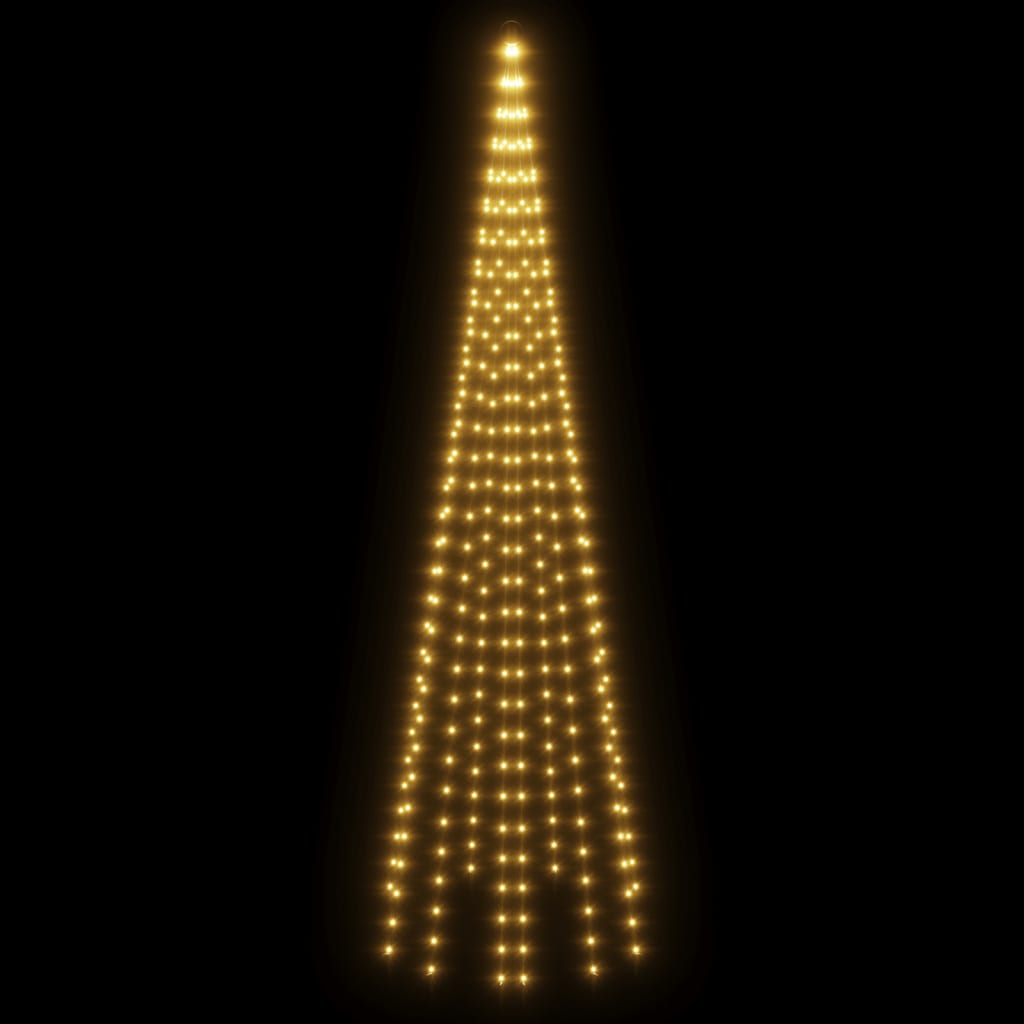 vidaXL Vánoční stromek na stožár 310 teple bílých LED diod 300 cm