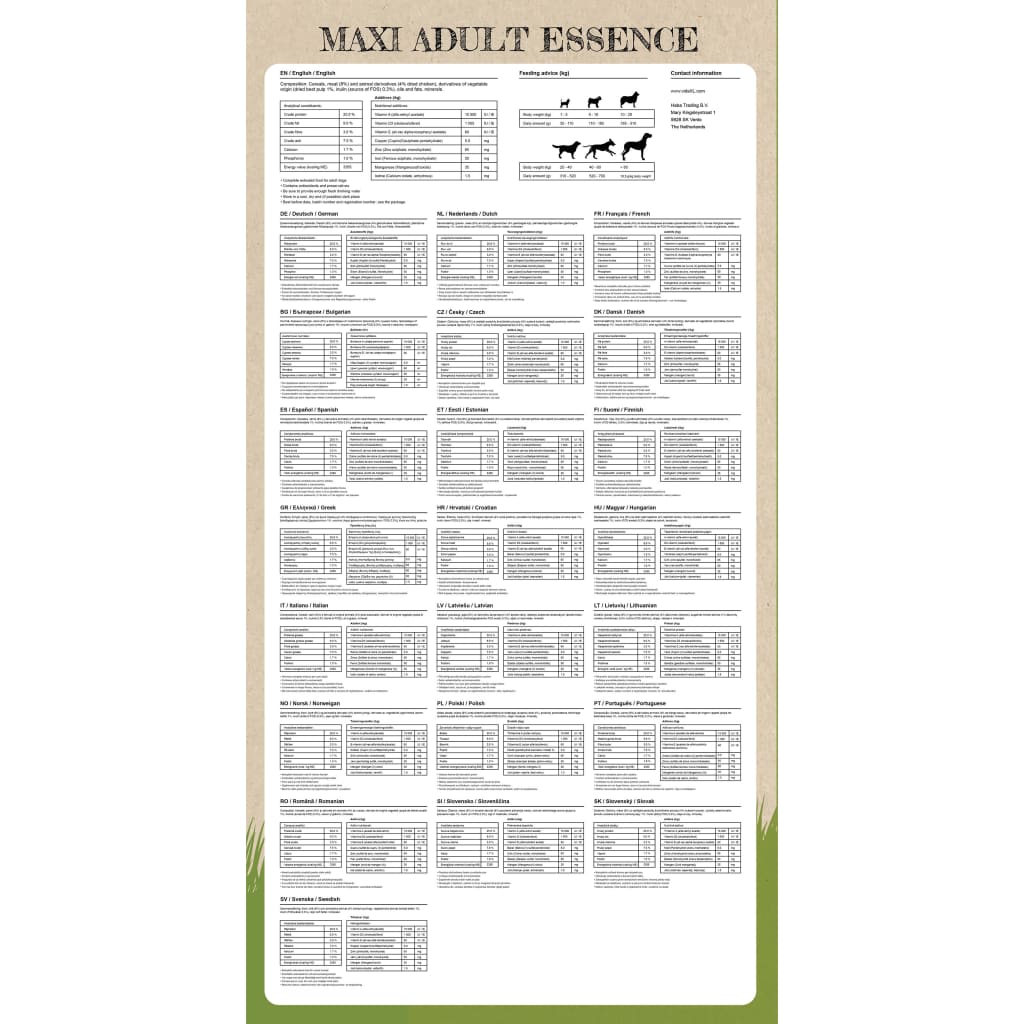 vidaXL Granule pro psy Maxi Adult Essence Beef & Chicken, 2 ks, 30 kg