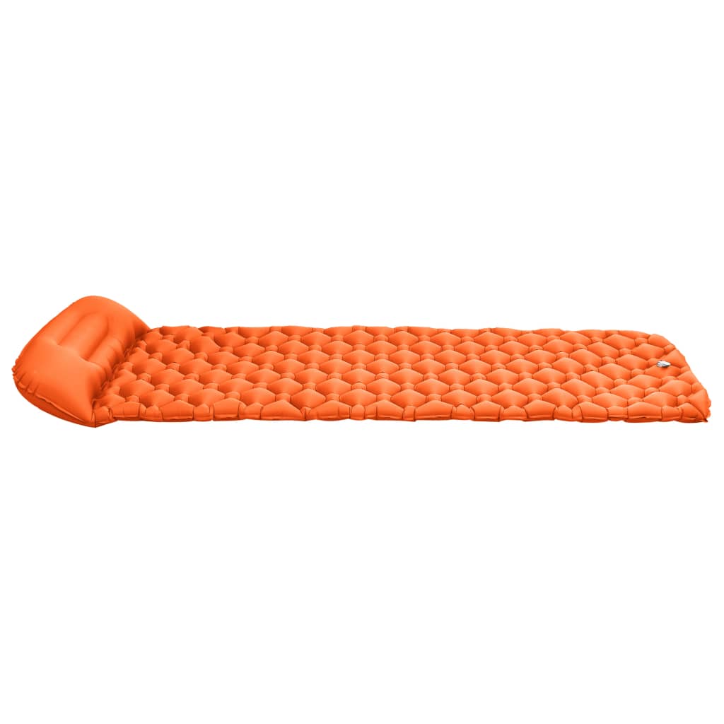 vidaXL Nafukovací karimatka s polštářem 58 x 190 cm oranžová