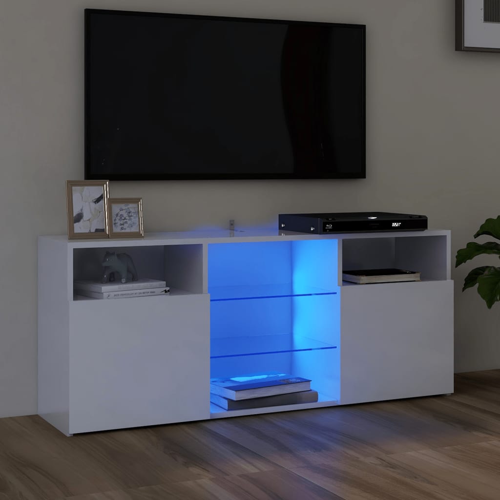 vidaXL TV skříňka s LED osvětlením bílá s vysokým leskem 120x30x50 cm