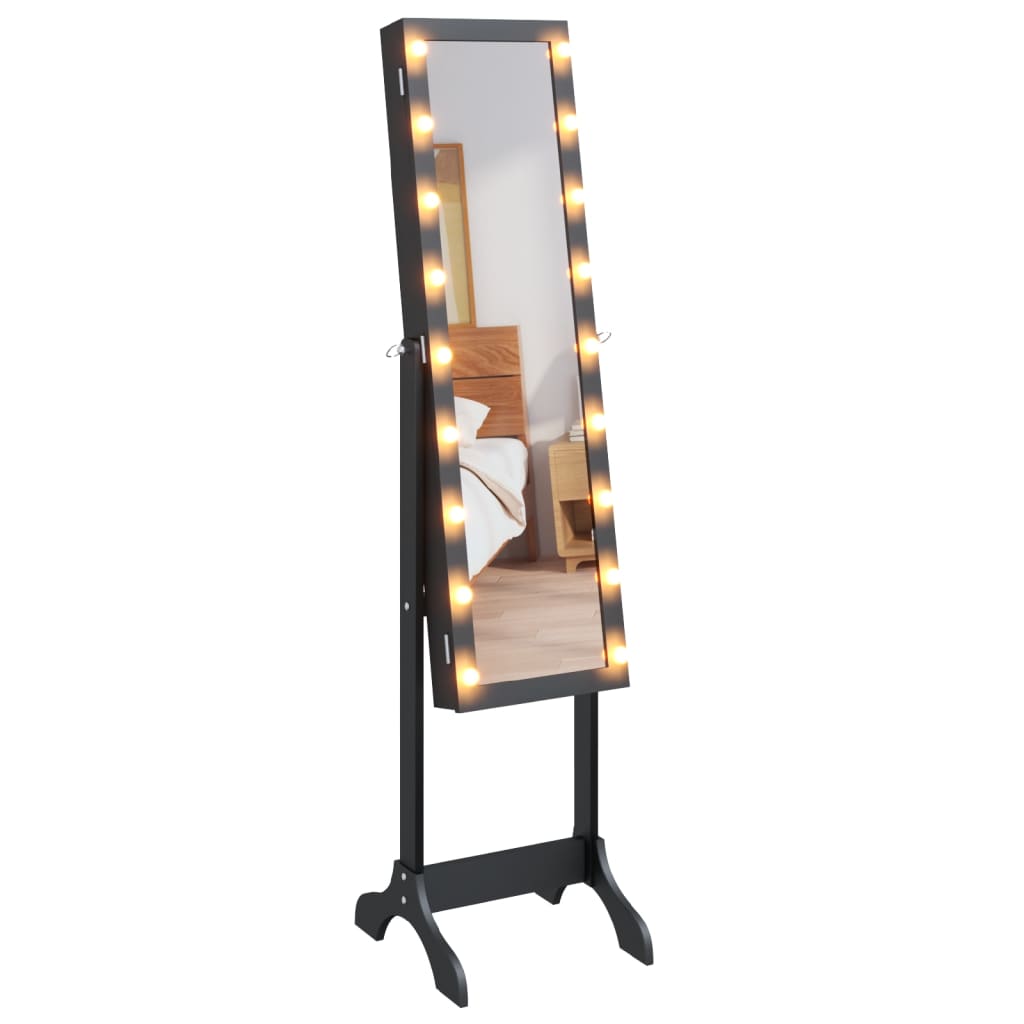 vidaXL Volně stojící zrcadlo s LED černé 34 x 37 x 146 cm