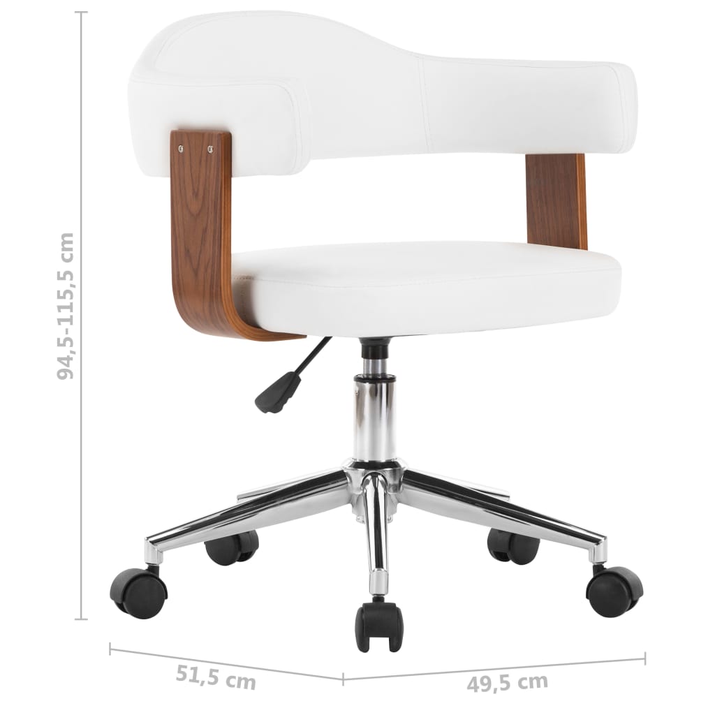 vidaXL Otočné jídelní židle 2 ks bílé ohýbané dřevo a umělá kůže