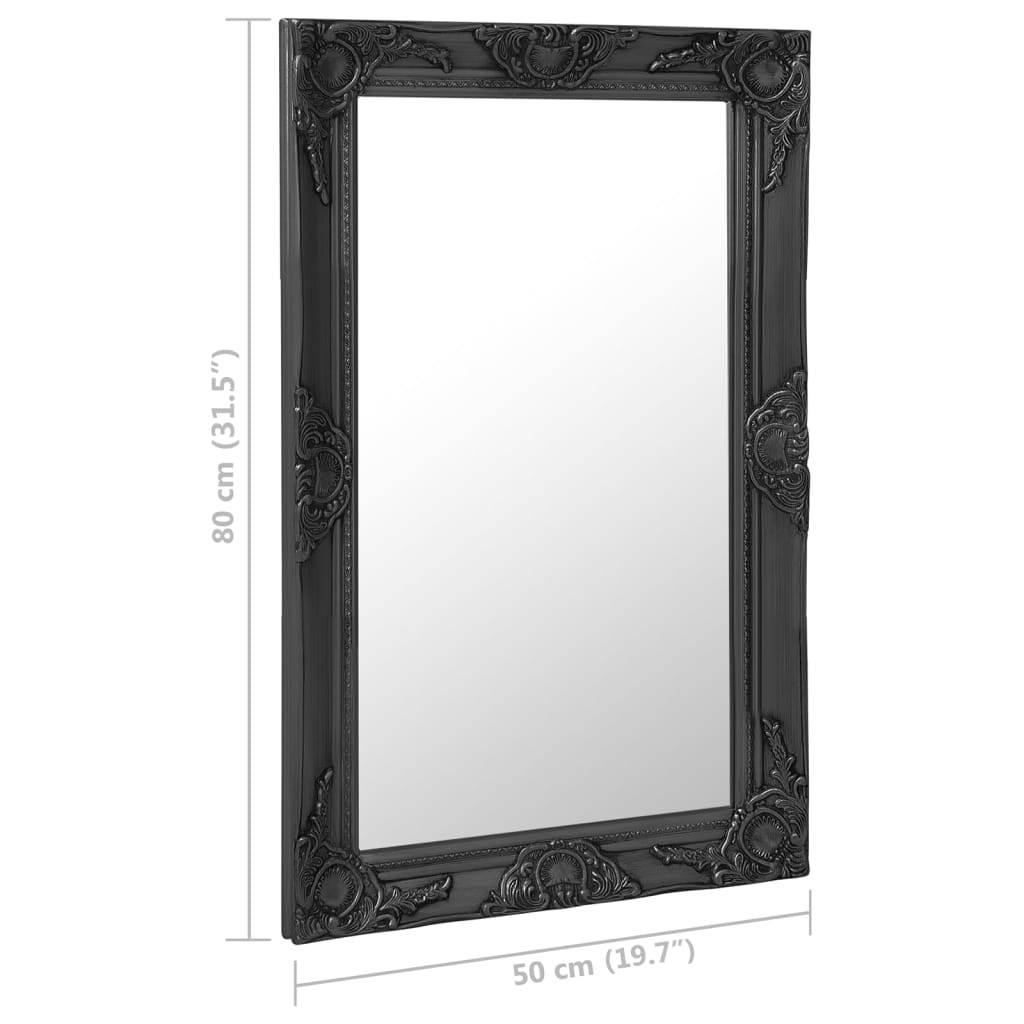 vidaXL Nástěnné zrcadlo barokní styl 50 x 80 cm černé