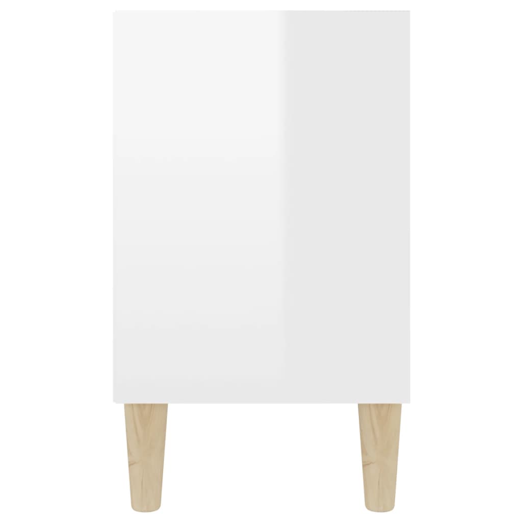 vidaXL TV stolek masivní dřevěné nohy s vysoký lesk bílý 103,5x30x50cm
