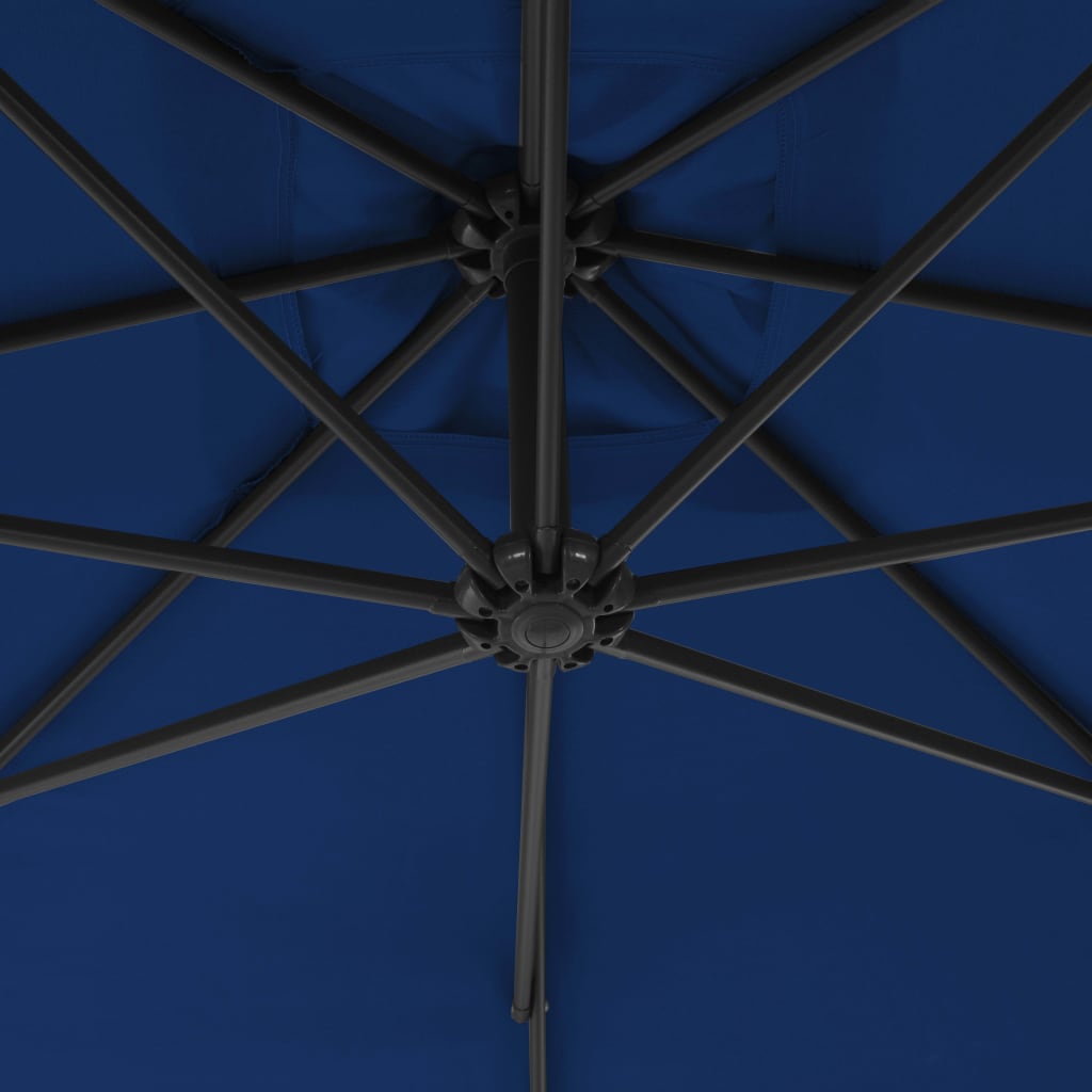 vidaXL Konzolový slunečník s ocelovou tyčí 250 x 250 cm azurový