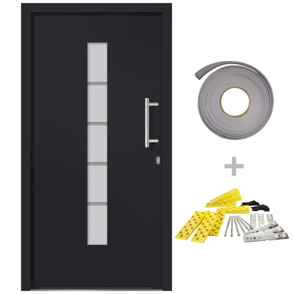 vidaXL Vchodové dveře hliník a PVC antracitové 100 x 210 cm