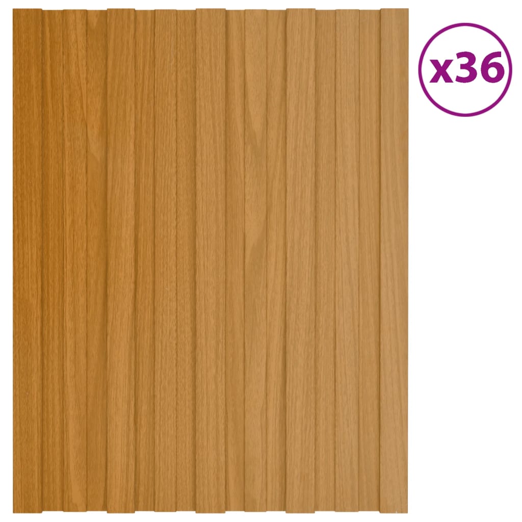 vidaXL Střešní panely 36 ks pozinkovaná ocel světlé dřevo 60 x 45 cm