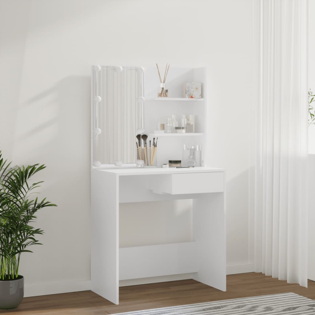 vidaXL Toaletní stolek s LED bílý 74,5 x 40 x 141 cm