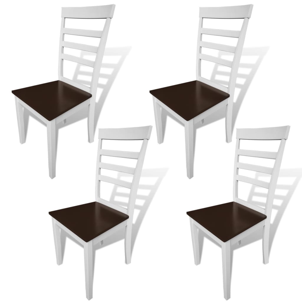 vidaXL Jídelní židle 4 ks bílé a hnědé masivní dřevo a MDF