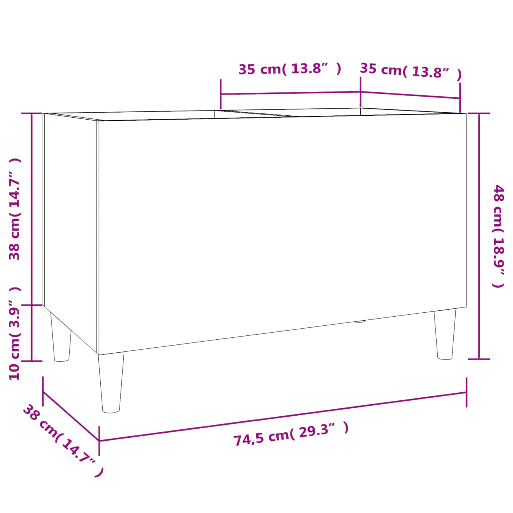 vidaXL Skříňka na LP desky kouřový dub 74,5x38x48 cm kompozitní dřevo