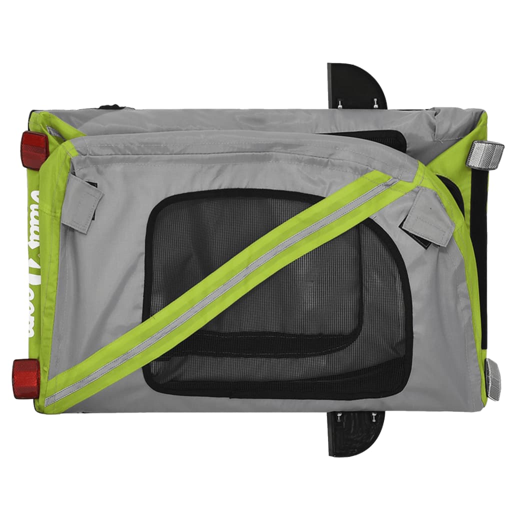 vidaXL Vozík za kolo pro psa zelený a černý oxfordská tkanina a železo