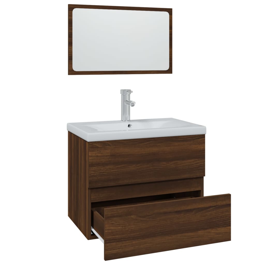 vidaXL Sada koupelnového nábytku hnědý dub kompozitní dřevo