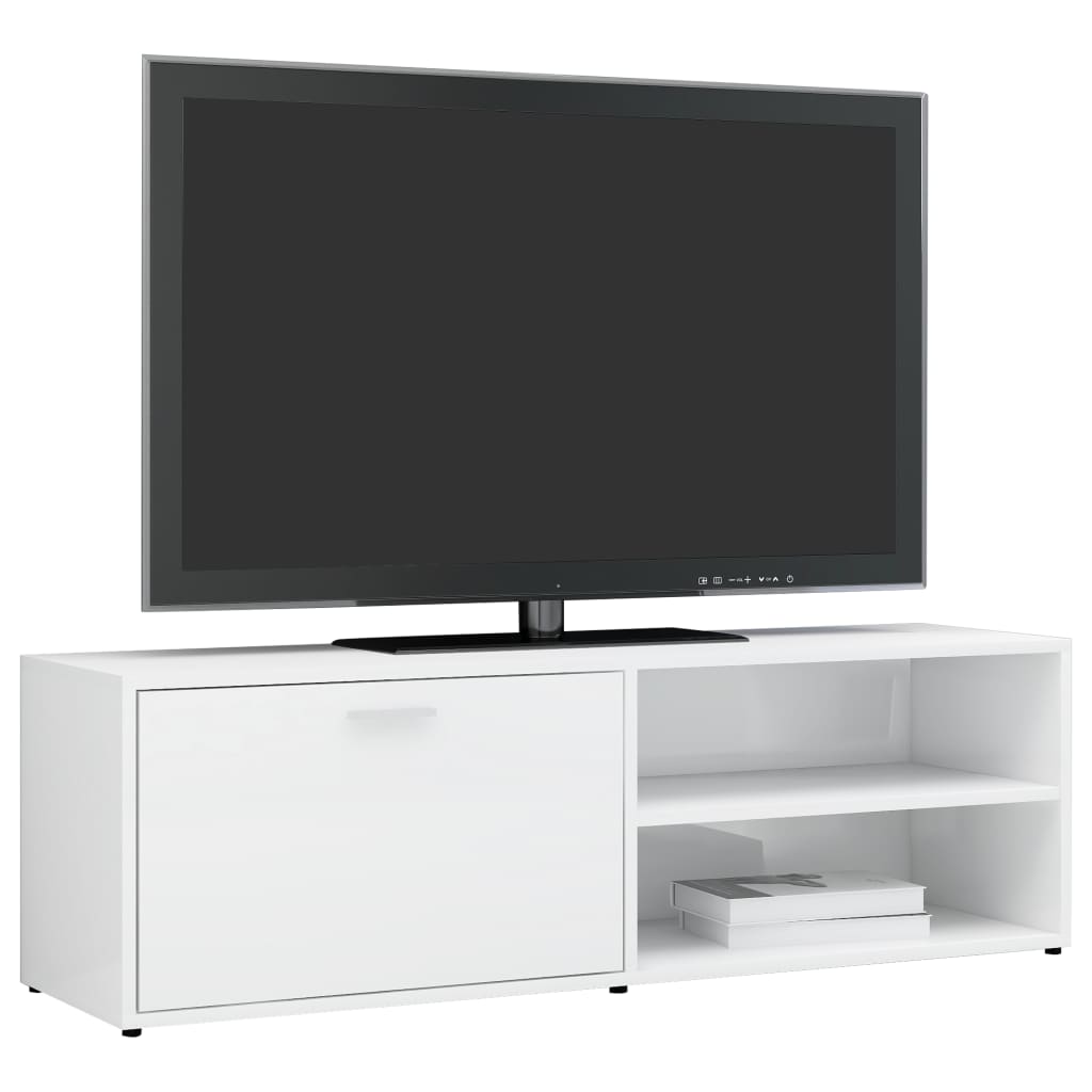 vidaXL TV stolek bílý s vysokým leskem 120 x 34 x 37 cm dřevotříska