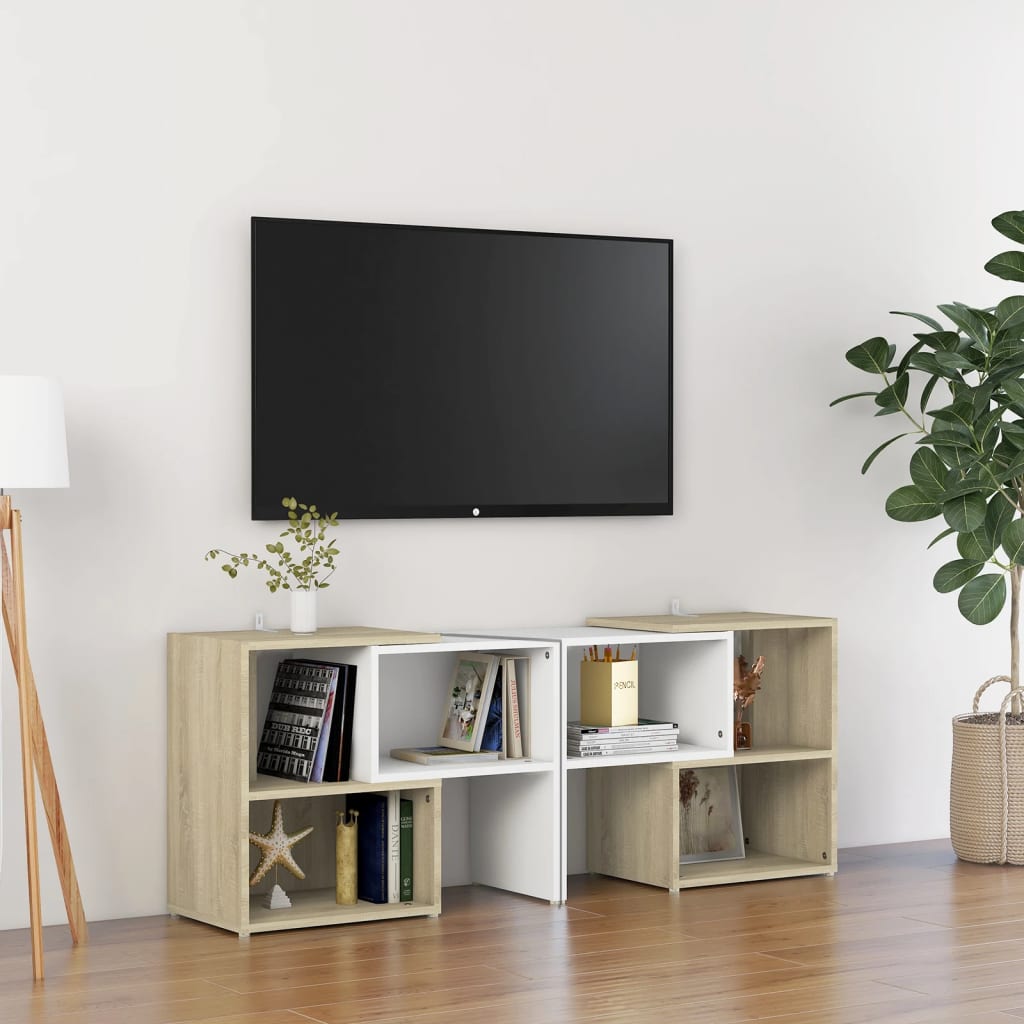 vidaXL TV skříňka bílá a dub sonoma 104 x 30 x 52 cm dřevotříska