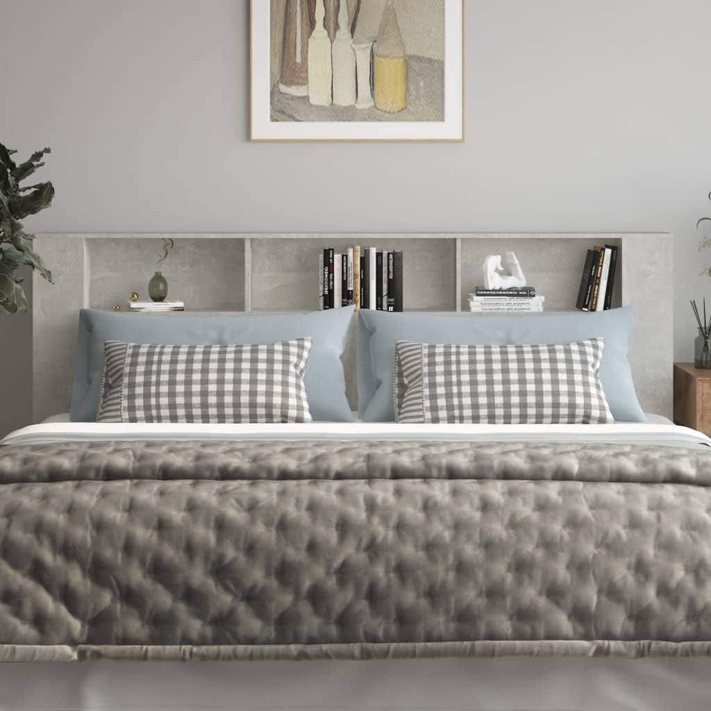 vidaXL Čelo postele s úložným prostorem betonově šedé 220x18,5x104,5cm