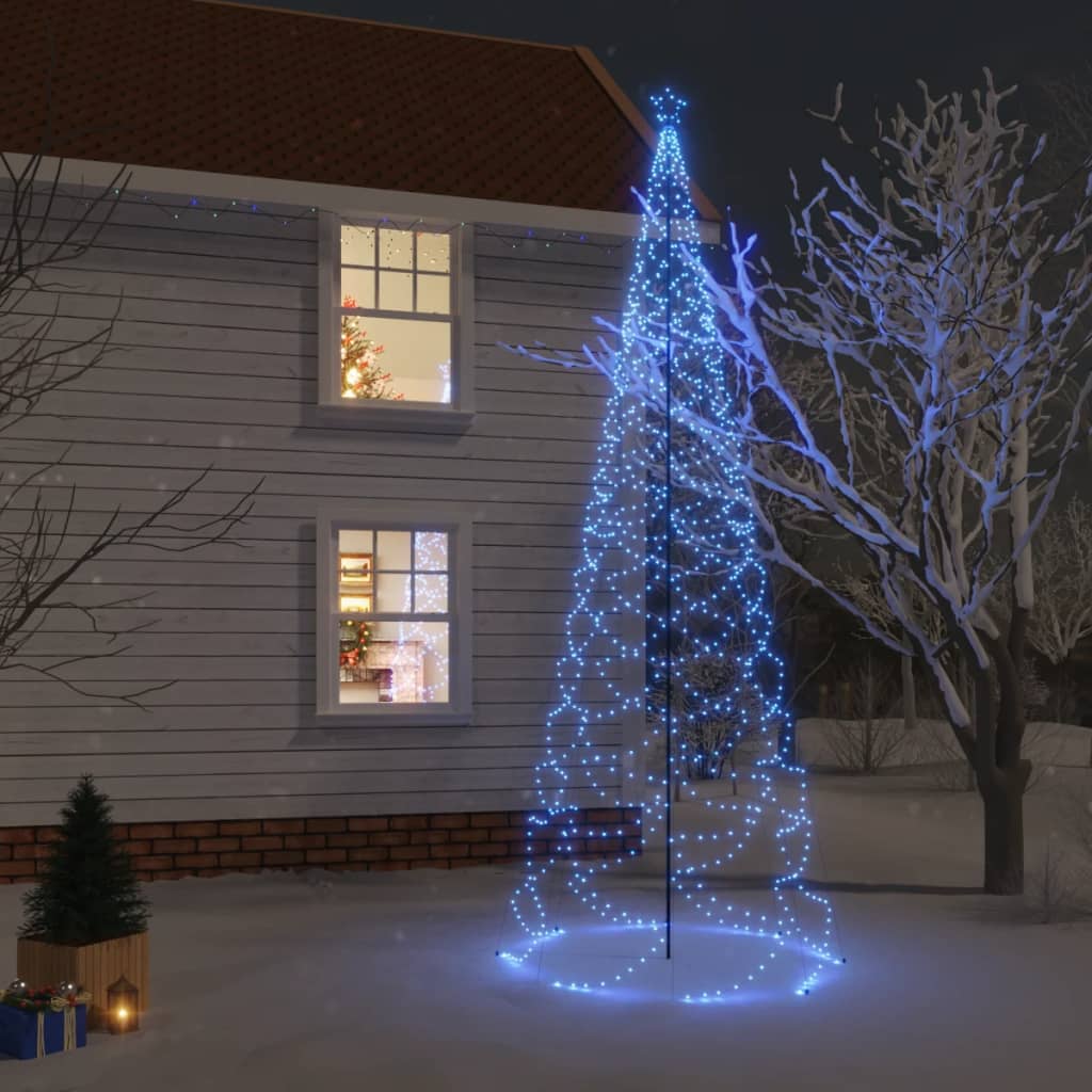 vidaXL Vánoční stromek s kovovým sloupkem 1 400 LED modrý 5 m