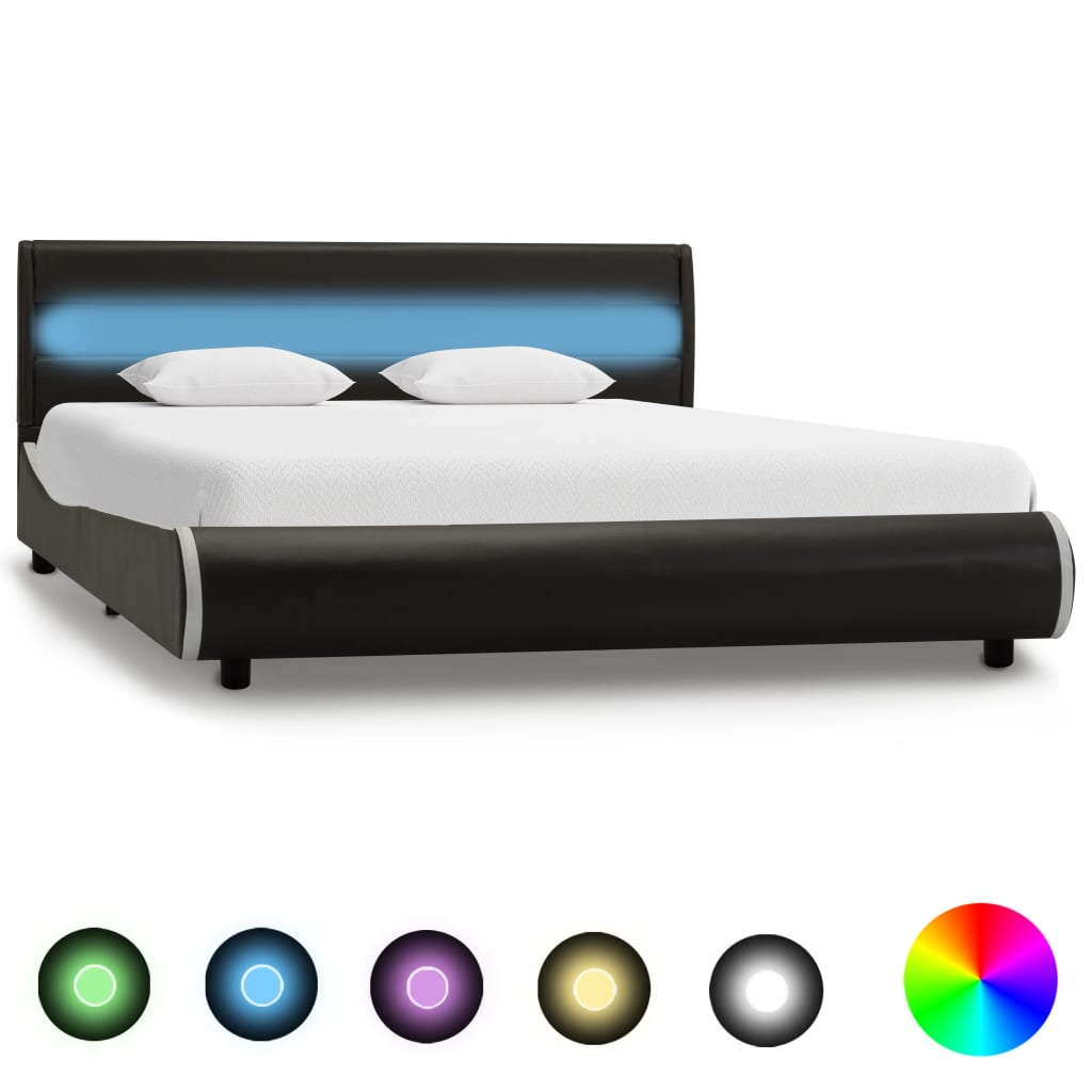vidaXL Rám postele s LED antracitový umělá kůže 120 x 200 cm