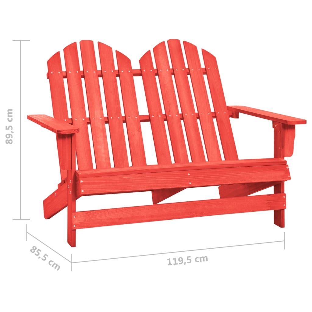 vidaXL 2místná zahradní židle Adirondack masivní jedlové dřevo červená
