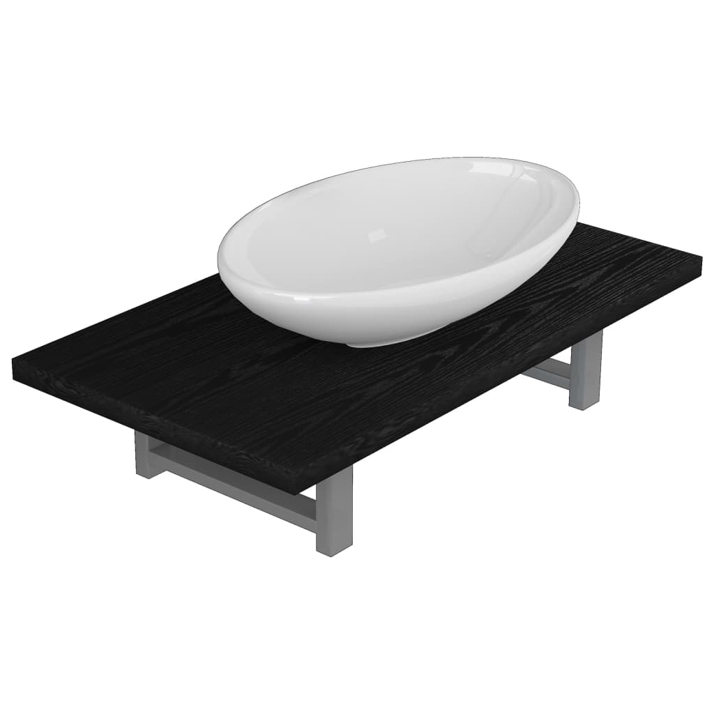 vidaXL 2dílný set koupelnového nábytku keramika černý