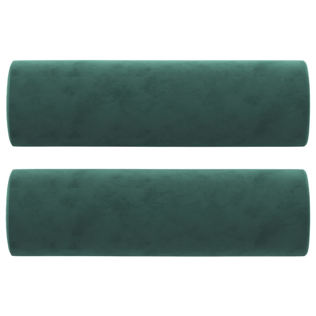 vidaXL Dekorační polštáře 2 ks tmavě zelené Ø 15 x 50 cm samet