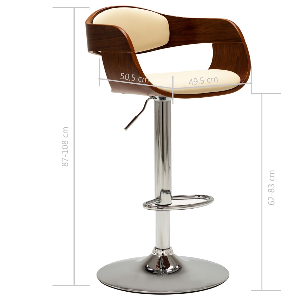 vidaXL Barové židle 2 ks krémové ohýbané dřevo a umělá kůže