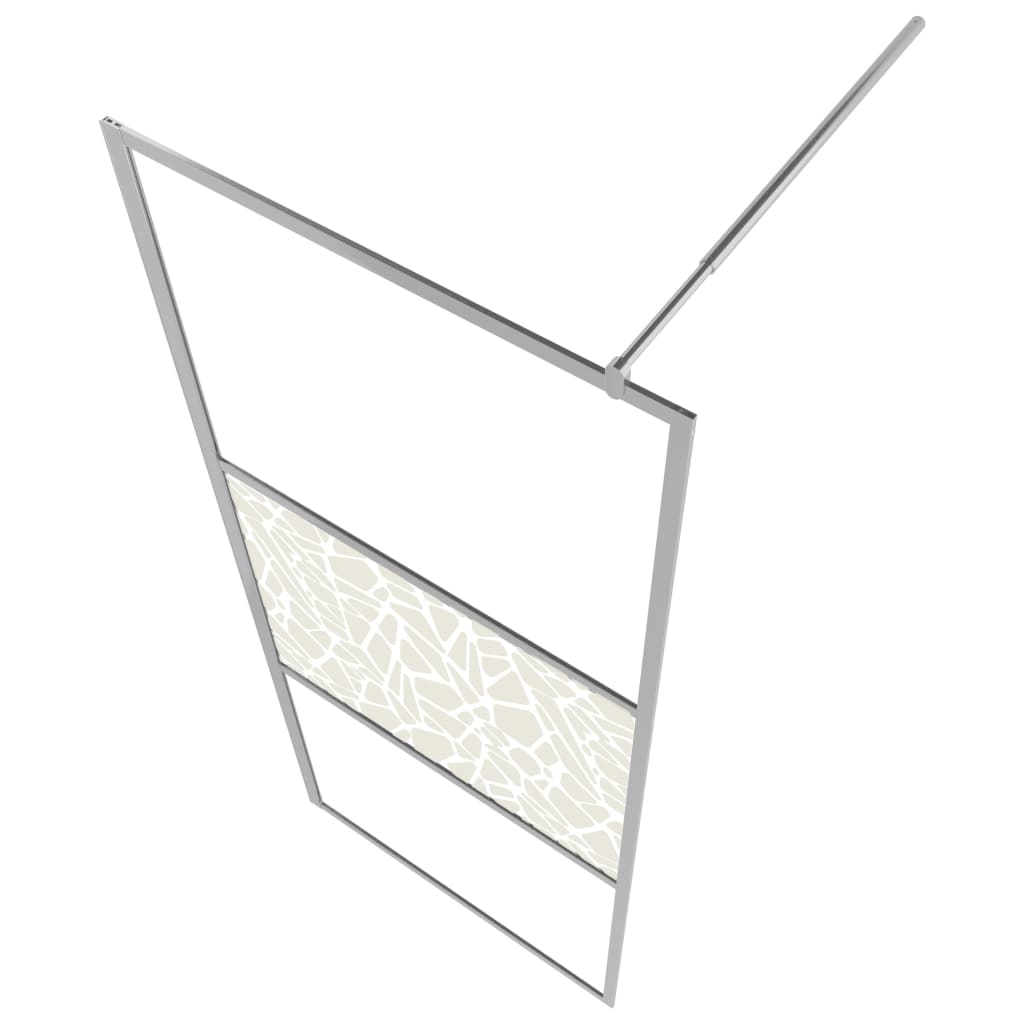 vidaXL Zástěna do průchozí sprchy ESG sklo design s kameny 80 x 195 cm
