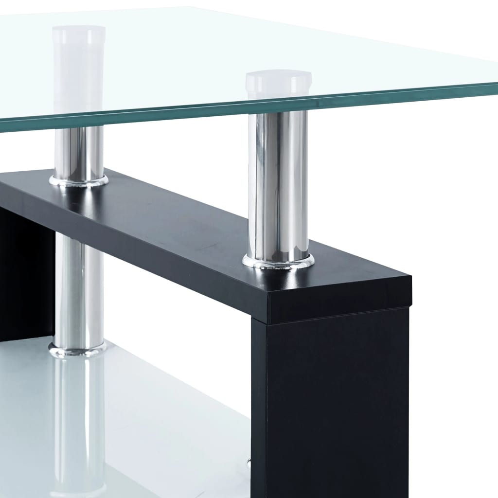 vidaXL Konferenční stolek černý a průhledný 95x55x40 cm tvrzené sklo