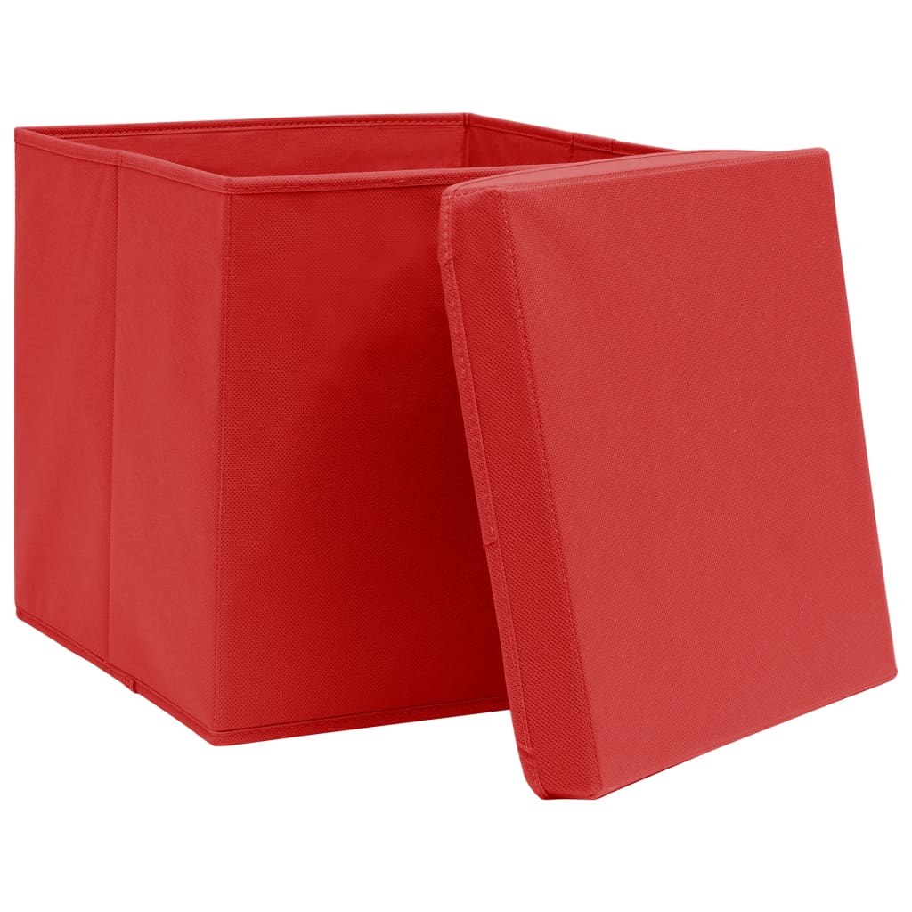 vidaXL Úložné boxy s víky 4 ks 28 x 28 x 28 cm červené