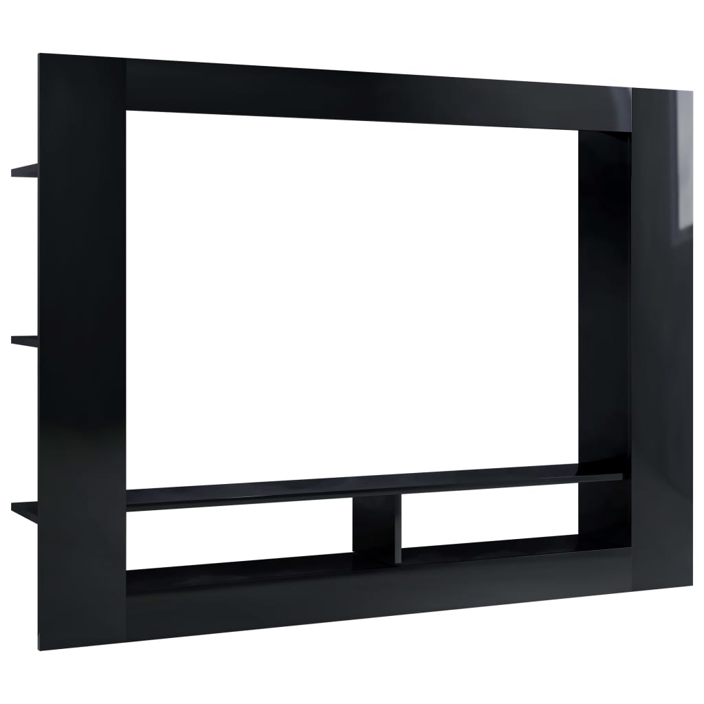vidaXL TV stolek černý s vysokým leskem 152 x 22 x 113 cm dřevotříska
