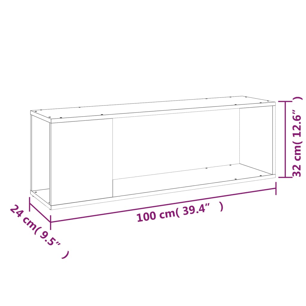 vidaXL TV stolek bílý s vysokým leskem 100 x 24 x 32 cm dřevotříska