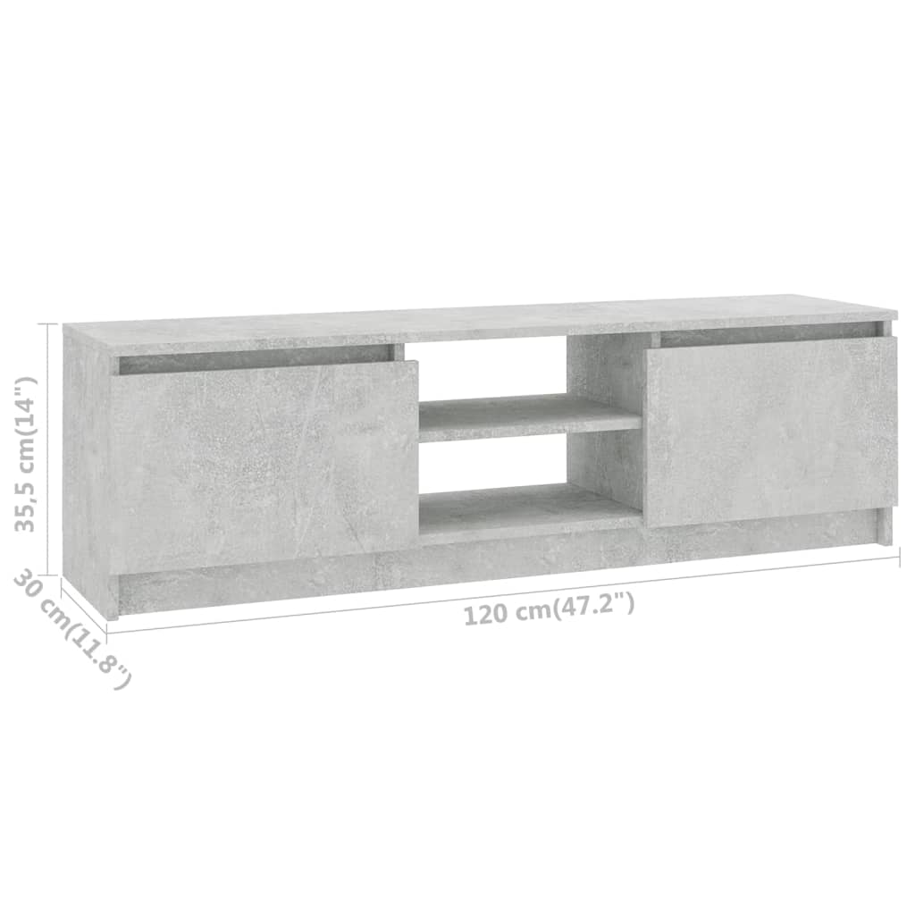 vidaXL TV stolek betonově šedý 120 x 30 x 35,5 cm dřevotříska