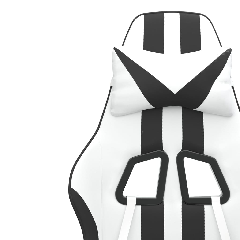 vidaXL Otočná herní židle s podnožkou bílá a černá umělá kůže