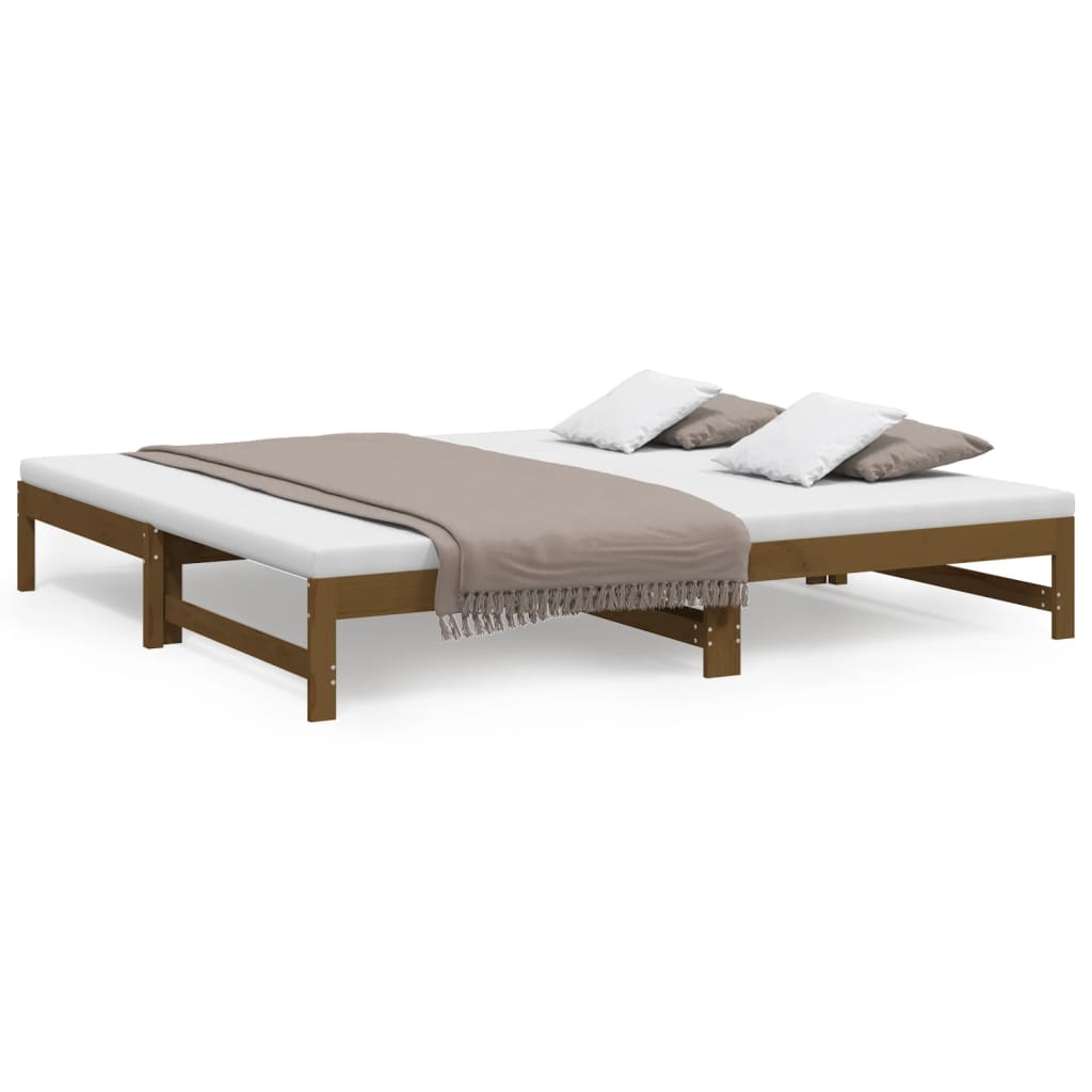 vidaXL Výsuvná postel medově hnědá 2x(100x200) cm masivní borovice