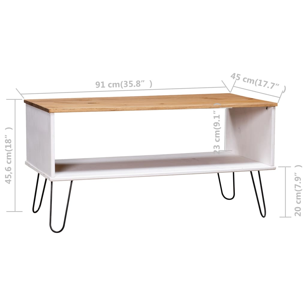 vidaXL Konferenční stolek New York bílý a světlé dřevo borové dřevo