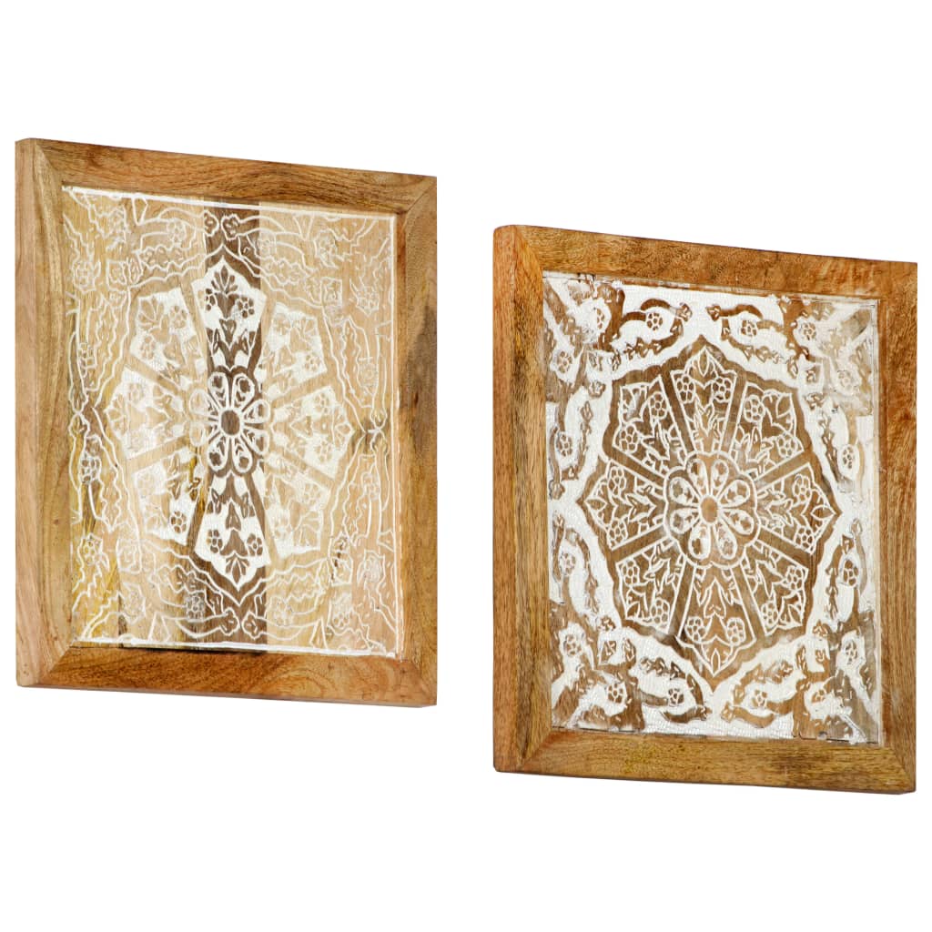 vidaXL Ručně vyřezávané nástěnné panely 2 ks mangovník 40x40x1,5 cm