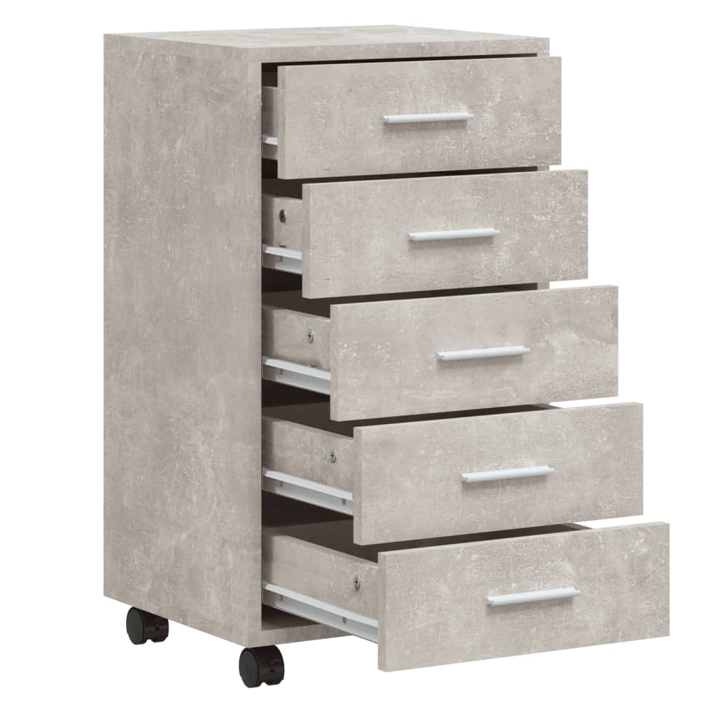 vidaXL Zásuvková skříňka na kolečkách betonově šedá kompozitní dřevo
