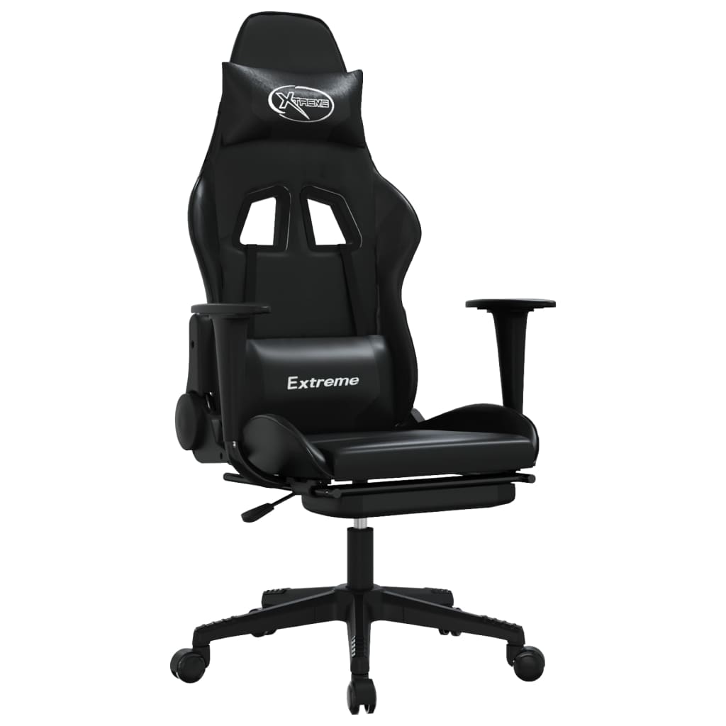vidaXL Masážní herní židle s podnožkou černá umělá kůže