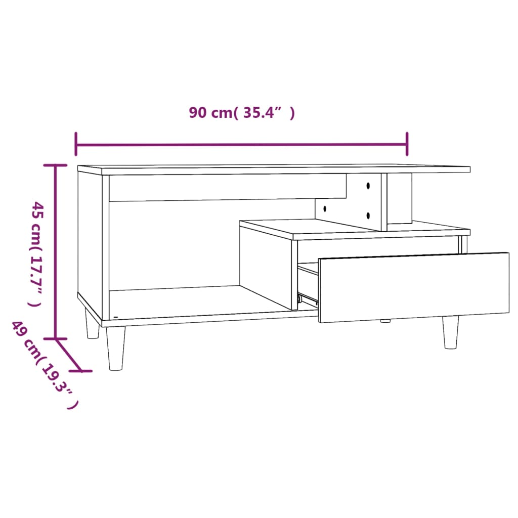 vidaXL Konferenční stolek lesklý bílý 90x49x45 cm kompozitní dřevo